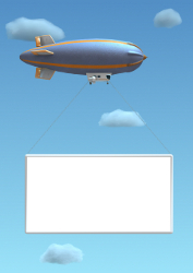 Empty 3D billboard hanged on a blimp