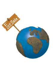 Earth for Sale on White Background